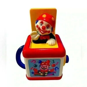 Vintage 1992 Redbox Musical Jack In the Box  Clown Toy Creepy Clown Used